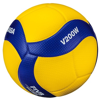 Мяч вол. MIKASA V200W, р.5, оф.мяч FIVB, FIVB Appr, синт.кожа (микрофиб), 18пан, клееный, желт-син